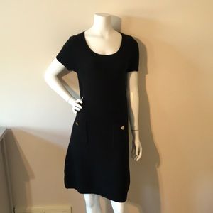 Loft Black Sweater dress with Gold buttons